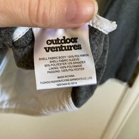 🌞Outdoor Ventures White Puffer with Gray Long Sleeve Lightweight Jacket #O - Picture 3 of 10